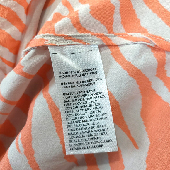 Chico's Animal Print Beaded Sequin Modal Tunic Women XXL Coral Beige V Neck - Picture 12 of 14